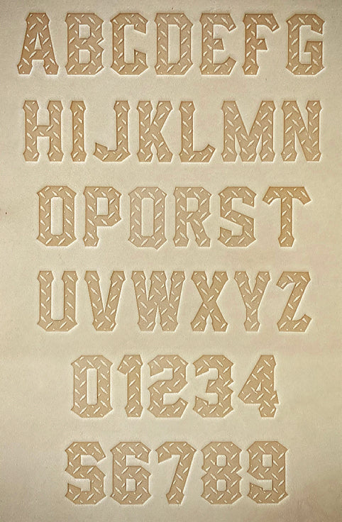 1" Tall DELRIN Alphabet/Letter Embossing Plate Set - 9C (Diamond Plate)