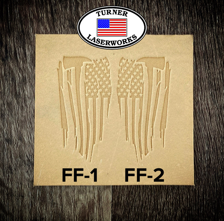 TATTERED U.S. FLAG WITH AXE (FF-1 & FF-2) 1-INCH WIDE