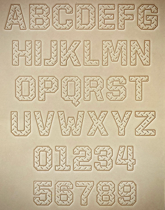 1" Tall DELRIN Alphabet/Letter Embossing Plate Set - 4D (Diamond Plate)