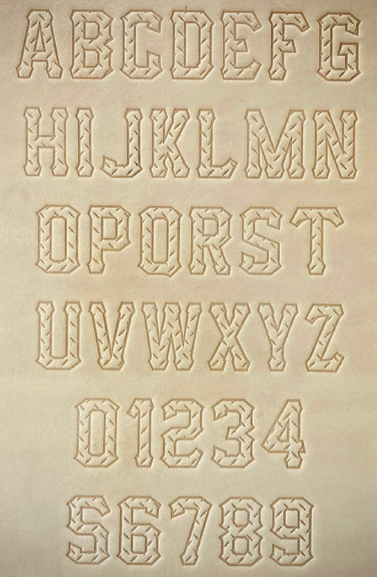 1" Tall DELRIN Alphabet/Letter Embossing Plate Set - 9D (Diamond Plate)