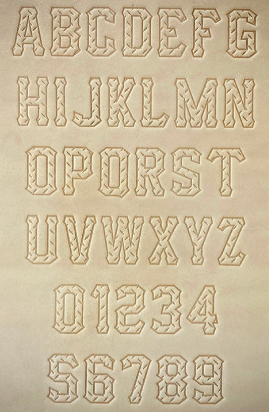 1" Tall DELRIN Alphabet/Letter Embossing Plate Set - 9D (Diamond Plate)