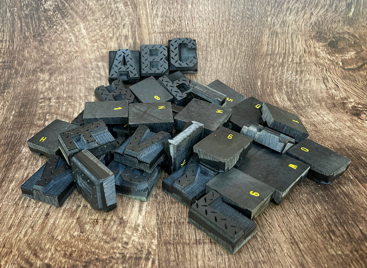 1" Tall DELRIN Alphabet/Letter Embossing Plate Set - 4C (Diamond Plate)