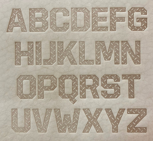 1" Tall DELRIN Alphabet/Letter Embossing Plate Set - 4C (Diamond Plate)