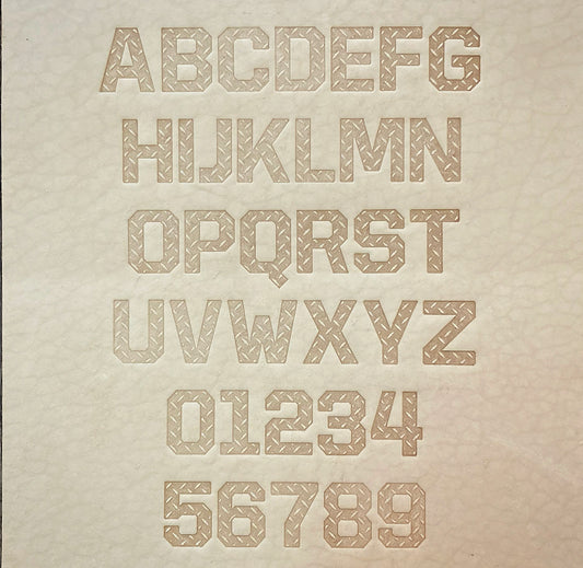1" Tall DELRIN Alphabet/Letter Embossing Plate Set - 4C (Diamond Plate)