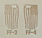 Delrin leather stamp pressing a tattered U.S. flag design with a firefighting axe and Halligan bar into leather.