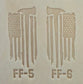 Delrin leather stamp pressing a tattered U.S. flag design with a firefighting axe and Halligan bar into leather.