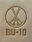 Delrin leather stamp showing firefighter bugle rank insignia.