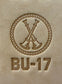 Delrin leather stamp showing firefighter bugle rank insignia.