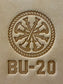 Delrin leather stamp showing firefighter bugle rank insignia.