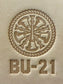 Delrin leather stamp showing firefighter bugle rank insignia.