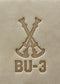 Delrin leather stamp showing firefighter bugle rank insignia.