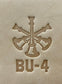 Delrin leather stamp showing firefighter bugle rank insignia.