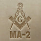 Embossing stamp featuring a Masonic square and compass emblem with the letter G.