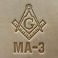 Embossing stamp featuring a Masonic square and compass emblem with the letter G.